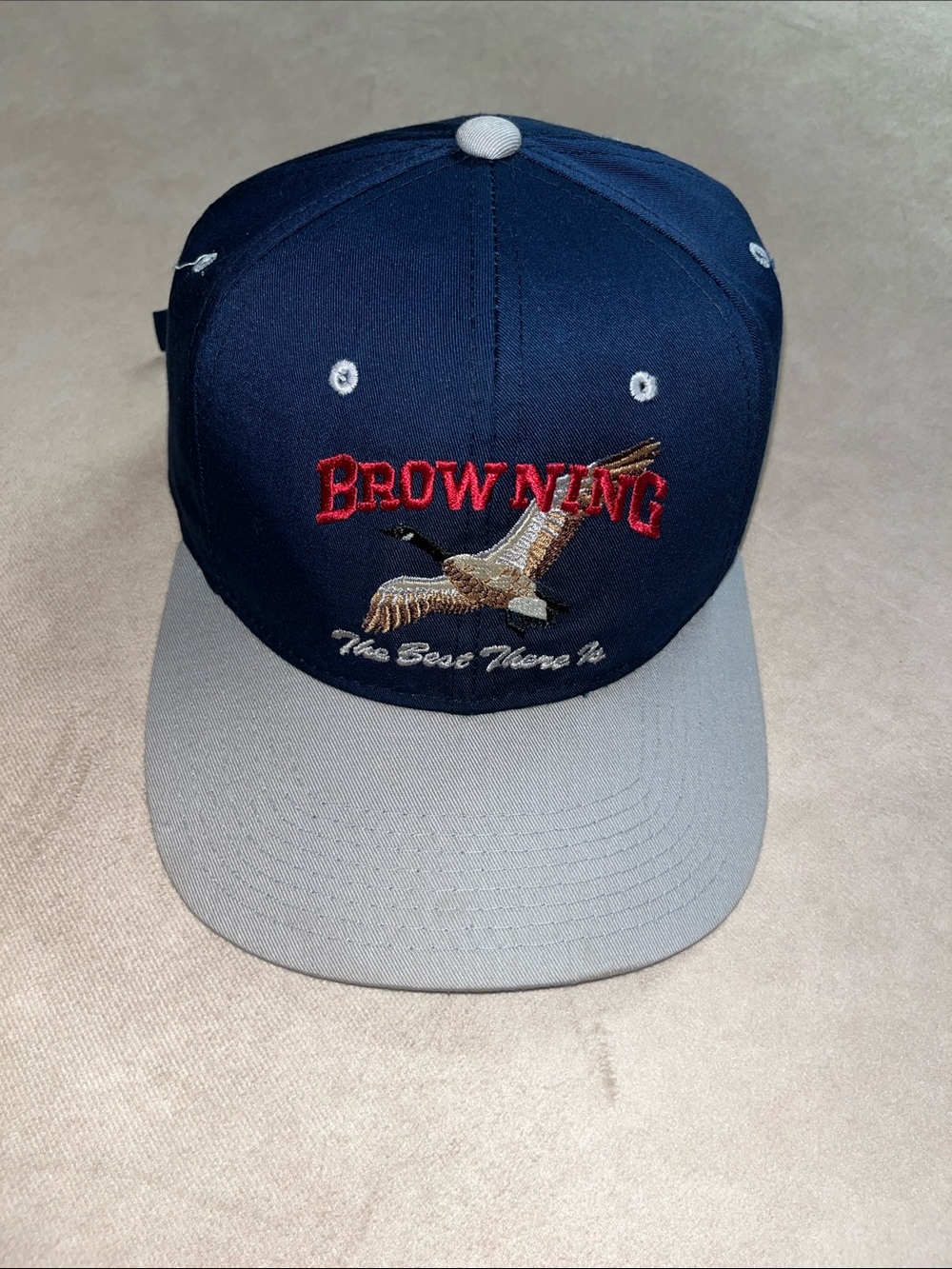 Vintage Browning The Best There Is Navy Crown Two-Tone Gray Bill Goose Snapback